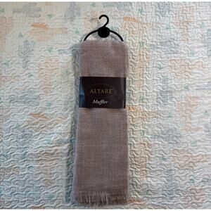 NWT Altare Muffler Scarf Beige Fringe Soft Knit Wrap